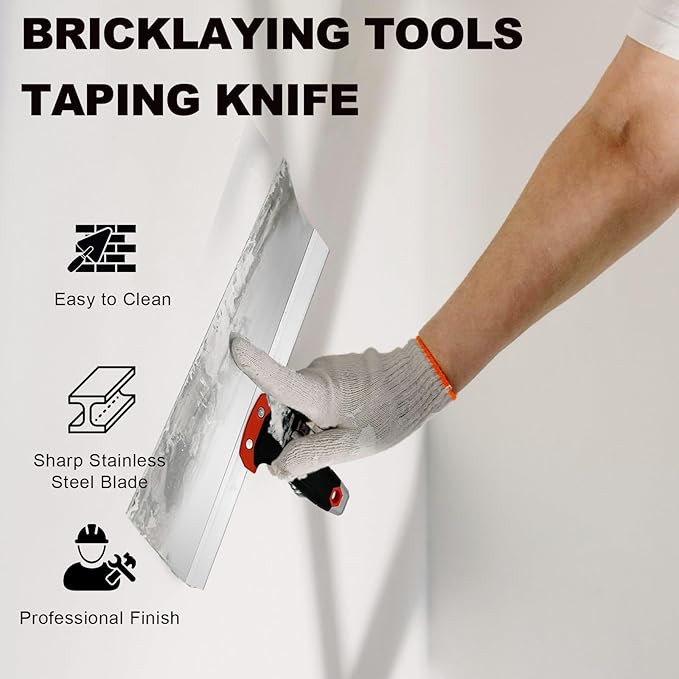 5 Pack Drywall Knife Set, Includes 8??& 12??Taping Knives, 4" & 6" Putty Knives and 3??Multifunctional Paint Scraper, Perfect Hand Tools for Drywall Joint Taping, Finishing and Patching