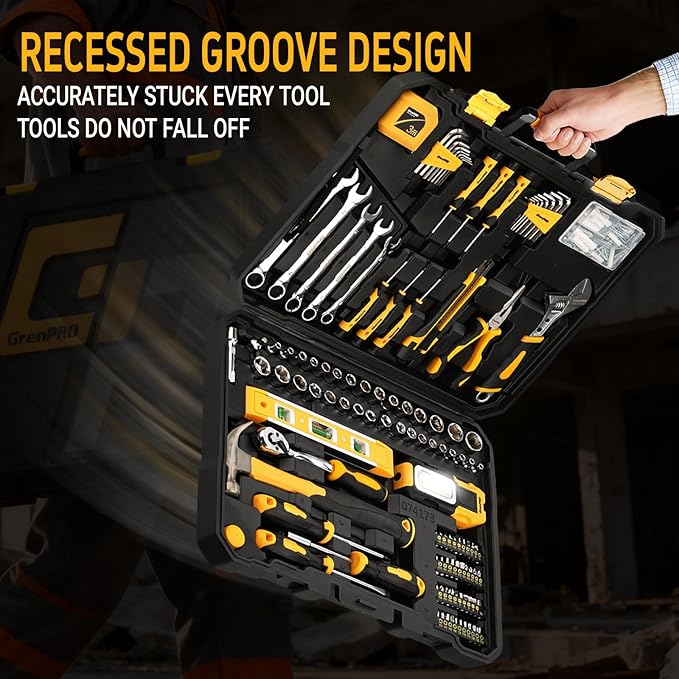 GRENPRO 219PCS Tool Set Tool Kit For Home, Car Motorcycle Automotive Basic Dorm Starter Household Hand Tool Kits, Mechanics Tools Set For Women, Portable Plastic Tool Boxes Organizers And Storage Case