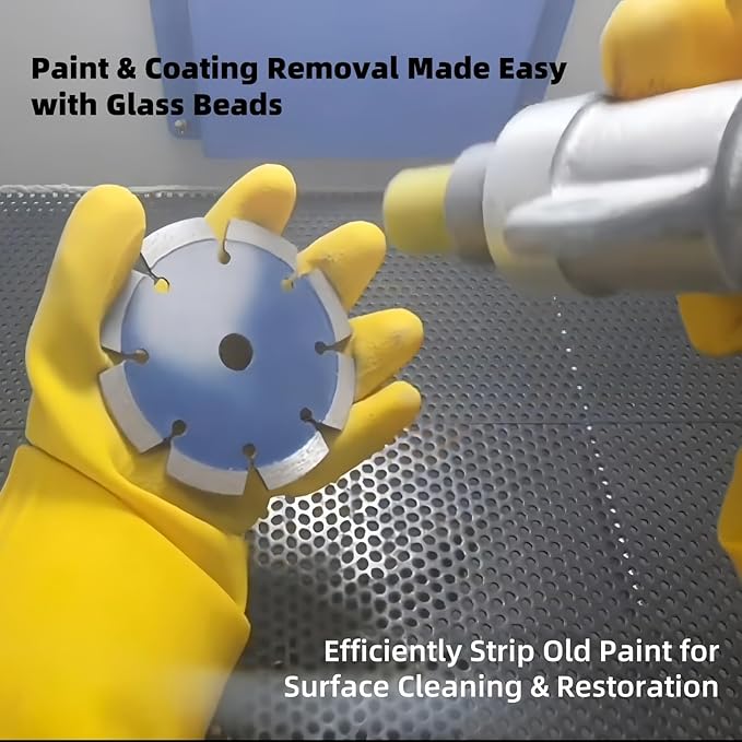 Glass Bead Media for Sandblasting ??8LB Non-Silica Reusable Blasting Abrasive for Rust Removal & Surface Finishing ??Multiple Mesh Options (# 7 (60~80Mesh))