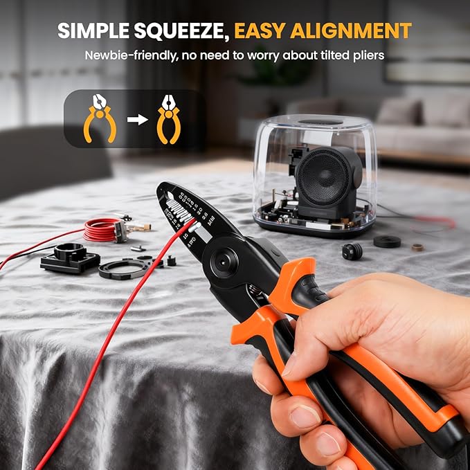 HARDELL Wire Cutter, Quick-Change Heads for Wire Stripper, Cable Cutters, Wire Crimper, Linesman Pliers, Scissors, Multifunctional 5 IN 1 Pliers with Storage Case for Electricians & DIY, 8 Inch