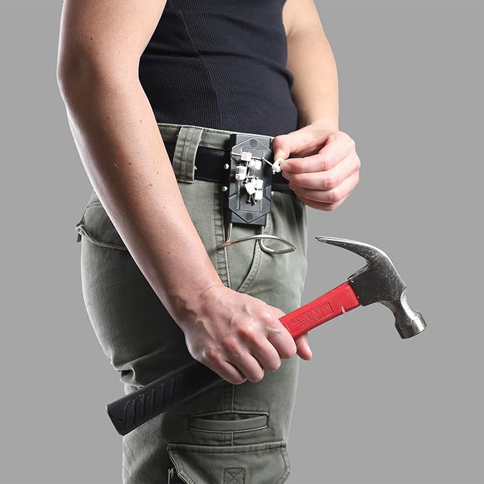 Stinger Magnetic Tool Holder on Tool Hammer Holder for Belt, Strong Magnets Belt Clip Holster for Any Magnetic Tools and Hardware Holds Hammer, Wrench, Pliers, Screws, Nails, Drill Bit, Screw Driver