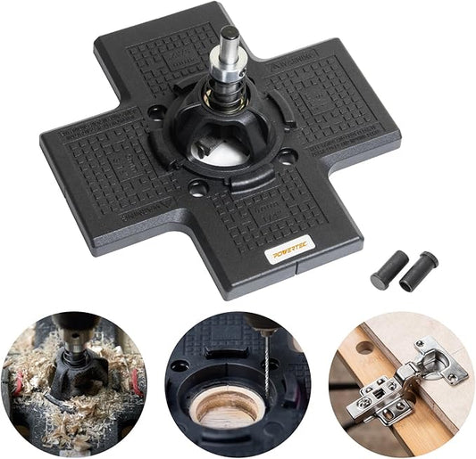 POWERTEC Cabinet Hinge Jig w/ 35mm Forstner Bit, Concealed Hinge Jig for Cabinet Door Mounting & Cabinet Hardware Installation, Woodworking Tools for Cabinet Hinges Installation (71847V)