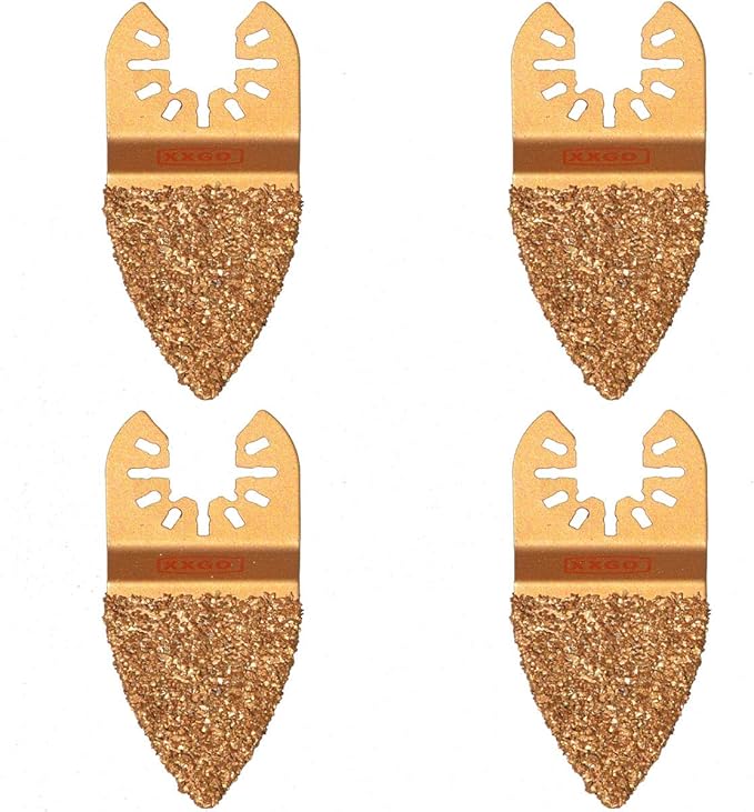 XXGO 4 Pcs Finger Carbide Oscillating Multitool Blades for Grit Grout Mortar Concrete Masonry XG401F