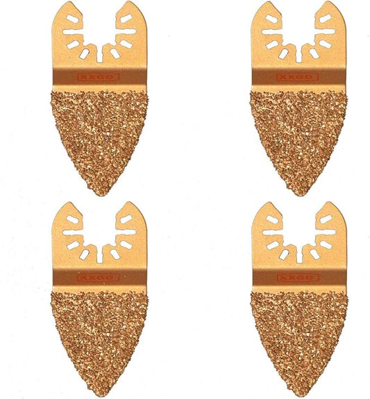 XXGO 4 Pcs Finger Carbide Oscillating Multitool Blades for Grit Grout Mortar Concrete Masonry XG401F