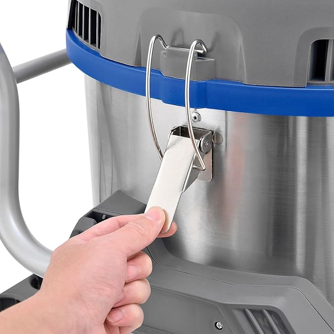 Global Industrial Commercial HEPA Wet Dry Vacuum with On-Board Storage and Tool Kit, Stainless Steel, 21 Gallon Capacity, 120 CFM, 1400W, 120V, 8'L Power Cord