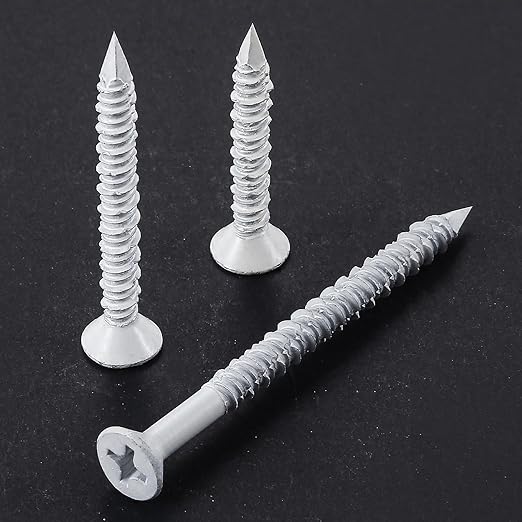 WenSilon(30 PCS) 1/4" x2-3/4 White Concrete Screw Anchor White Flat Head for Anchoring to Masonry, Block or Brick Stucco