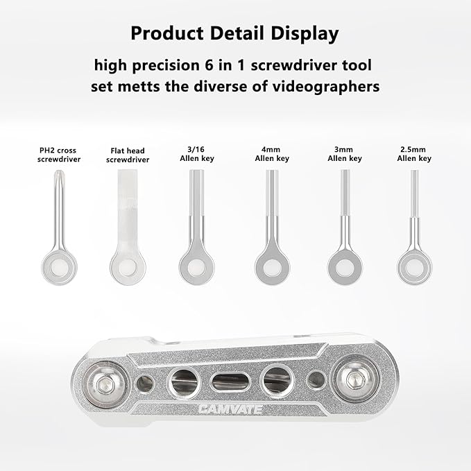 CAMVATE Folding 6-in-1 Multi-Tool Kit(Silver)-3804