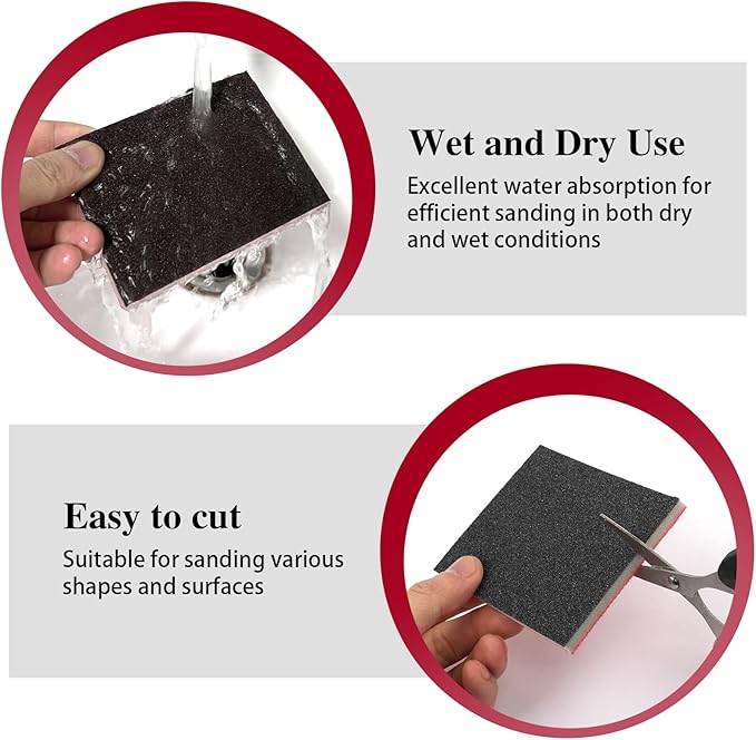 27 Pcs Sanding Sponge Pads 120 Grit, Wet Dry Washable Foam Sanding Block, Abrasive Sand Paper, Reusable Sanding Paper for Hand Sanders, Wood, Metal, Auto, Drywall, Furniture Polishing