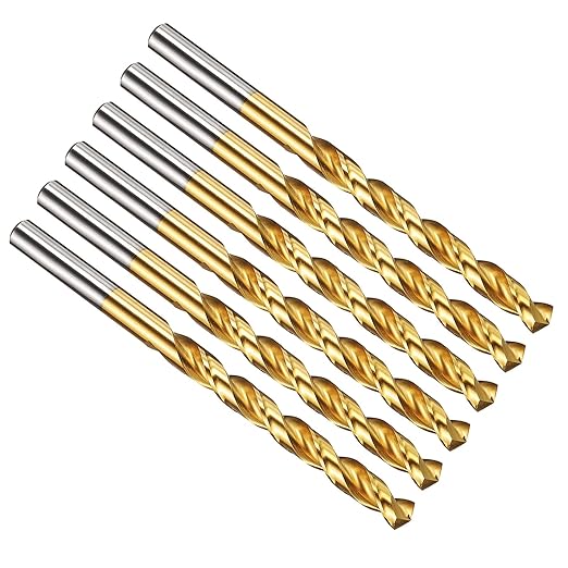 PATIKIL 7.5mm Drill Bit, M42 8% Cobalt High-Speed Steel Jobber Straight Shank 135° Titanium Nitride (TiN) Coated for Hard Metal Stainless Steel - 6 Pack