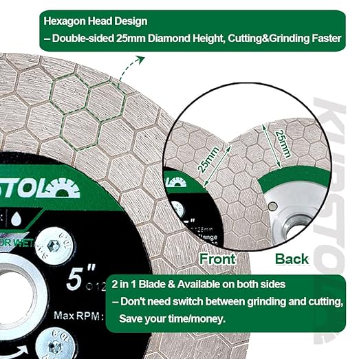 Tile Diamond Saw Blade - 10pcs 125mm Dual-Purpose Diamond Cutting Disc,Angel Grinder Blade Arbor M14 Thread for Cutting and Grinding Ceramic Tiles,Porcelain,Granite,Marble
