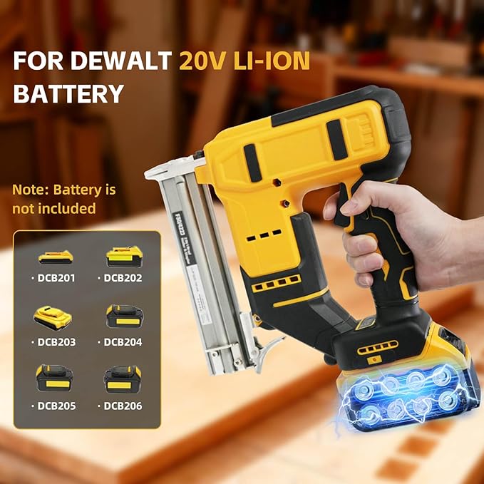 2 in 1 Electric Brad Nailer Compatible with DeWalt 20V Battery(Tool Only), 18 Gauge Cordless Battery Powered Nail Gun/Staple Gun with 1000 Nails &1000 Staples, for Home Improvement, DIY Woodworking