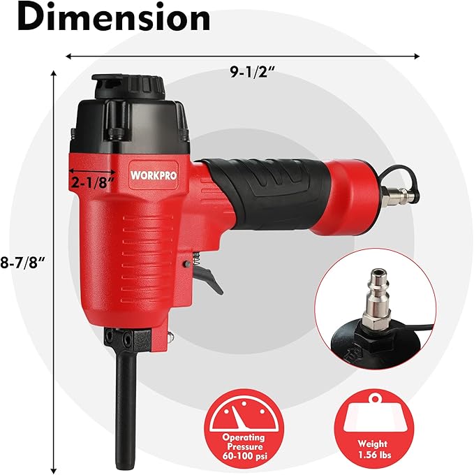 WORKPRO Pneumatic Nail Remover, Professional Heavy Duty Punch Nailer/Nail Puller/Nail Remover for Wood Workpieces, 60-100 PSI Denailer Removes 9-16 Gauge Nails