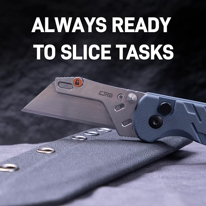 CJRB Boxer Folding Utility Knife, Small EDC Knife with G10 Handle, Includes 10PCS Total Blades(J1967 Blue)