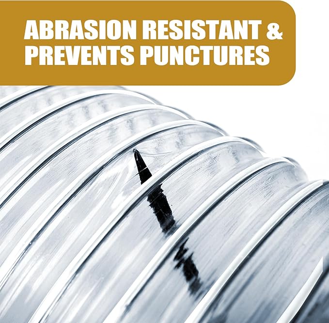 2 1/2" x 5' Dust Collection Hose, Puncture Resistant PVC Dust Collection Hose with Carbon Steel Wire Coil - Flexible Clear PVC for Dust Collectors