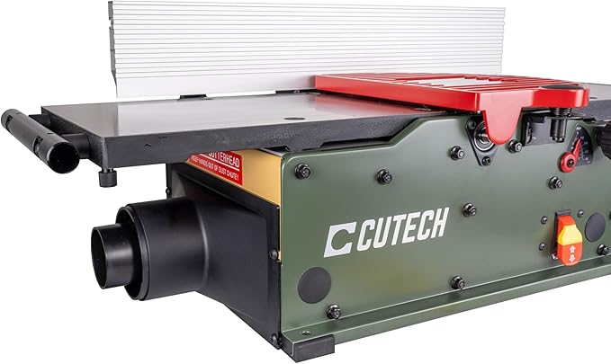 Cutech 401100HI 10-Inch Spiral Cutterhead Benchtop Jointer with Cast Iron Tables, 20 TC Inserts, Extra Long 24" Aluminum Fence, Additional 7-3/8" Fence Brackets, and a 12-amp Motor