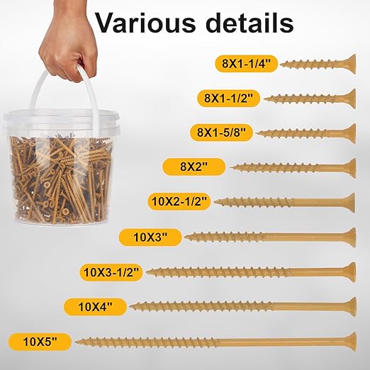 Deck Screws #10 x 2-1/2?쇺? T25 Star Torx Drive Flat Head Wood Screws, Tan, 5lb