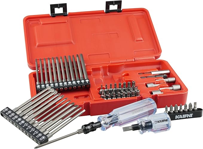 K460 Professional Screwdriver Bit Set with Acetate Handles, 4-inch Power Bits, Quick Change Hand Driver, 60-Piece