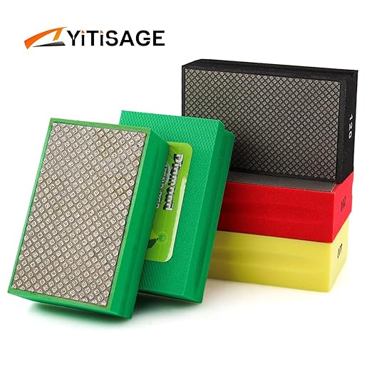 4pcs Diamond Hand Polishing Pads Grit 60/120/200/400 Foam Sanding Block for Ceramic Tile Glass Grinding,Sanding Blocks Polishing