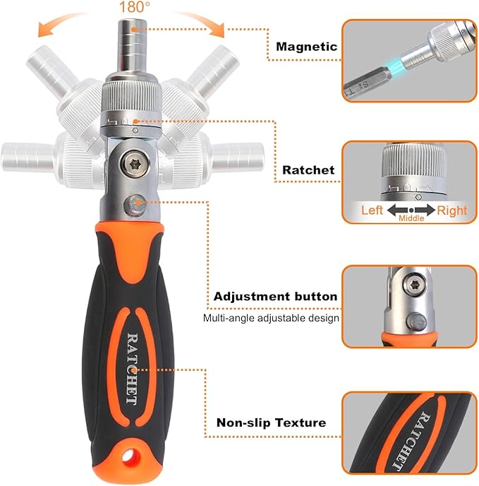 Ratcheting Screwdriver Set, 68 in 1, Sockets & Bits, Magnetic Screwdriver Kit with Extension Shaft, Repair Tool for PC, Xbox, Bike, Motorcycle, Car, DIY