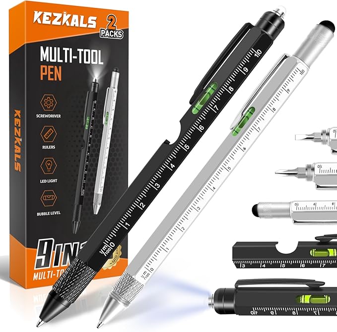KEZKALS Valentines Day Gifts for Him Boyfriend, 9 in 1 Multitool Pen Set Gifts for Men, Husband Mens Valentines Day Gifts, Birthday Gifts for Men Who Have Everything, Cool Gadgets Tools