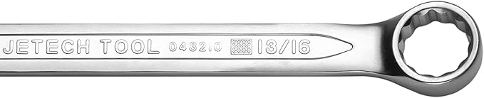 Jetech 13/16" Combination Spanner - Durable SAE Inch Cr-V Steel High Strength Wrench in Sand Blasted Finish