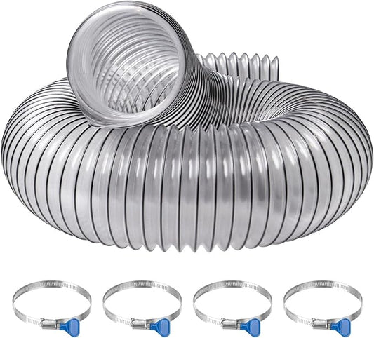 4"x5' Dust Collection Hose,4Inch Dust Collector Hose for Table Saw,Band Saw,Planer,Jointer,Wood Shop Dust Collection System,Dust Separator,Flexible PVC Clear Dust Debris Fume Hose w/Carbon Steel Wire