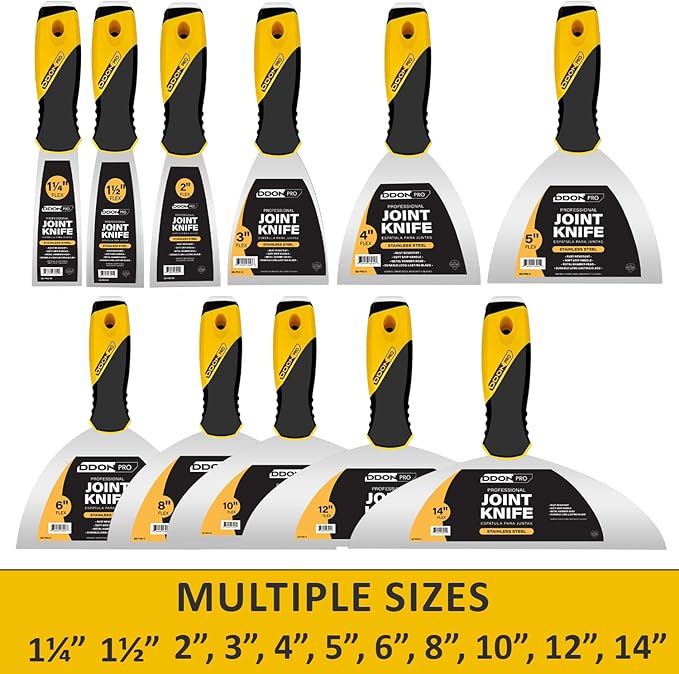 Flexible Putty Knife Scraper Tool, Spackle Knife Stainless Steel Blade with Soft Grip Handle, Metal Scraper Tool for Drywall Finishing, Plaster Painting Scraping, Decals, and Wallpaper (3)