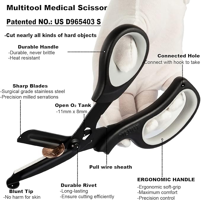 MEUUT 2 Pack Trauma Shears Bandage Scissors - Medical Supplies with 8 inch Heavy Duty Medical Scissors for EMT Workers Nurses