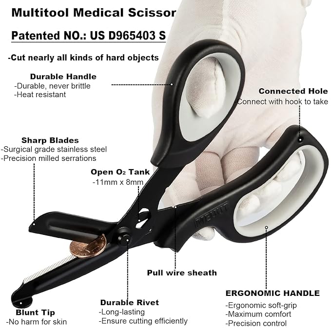 MEUUT 2 Pack Medical Scissors Trauma Shears -8 inch Patented Bandage Scissor Heavy Duty Surgical Grade EMT Scissors for EMT Workers Doctors Nurses