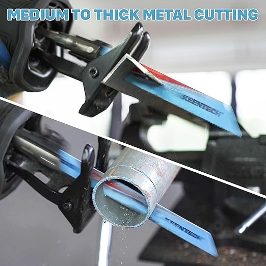 KEENTECH 6 Inch Bi-Metal Reciprocating Saw Blade 5-Pack for Clean Metal Cutting, 14 TPI, Fits Milwaukee Sawzall and Other Reciprocating Saws