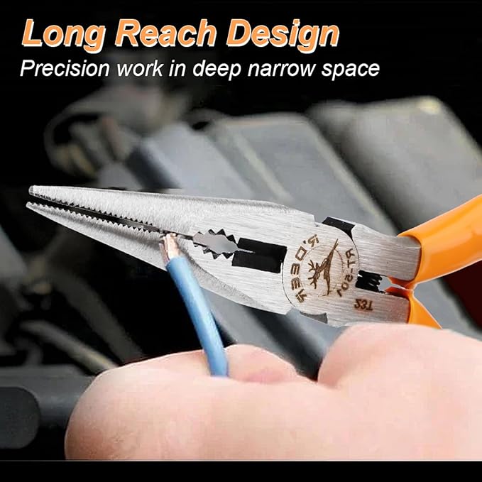 Rongon 3Pack-Mini Needle Nose Pliers 5" Small Long Nose Pliers with Wire Cutters for Jewelry, Making, DIY, Working in Tight Areas (3Pcs)