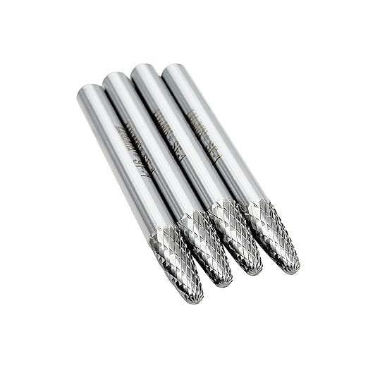 SF-1 Tree Shape Tungsten Carbide Rotary Burr, Double Cut Solid Carbide Rotary Burr Set 1/4" Shank,4pcs for Die Grinder Drill,Metal Carving, Polishing,Engraving,Drilling by LU&MN