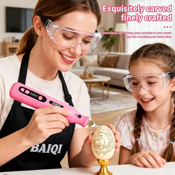 Electric Totary Cordless Tool Kit, Type-C Rechargeable 2000mAH, 6 Adjustment Speeds(5000-22000RPM), 59Pcs Accessories For DIY Crafting,SandingCarving,Sanding,Cutting (Pink-59 pcs Accessories)