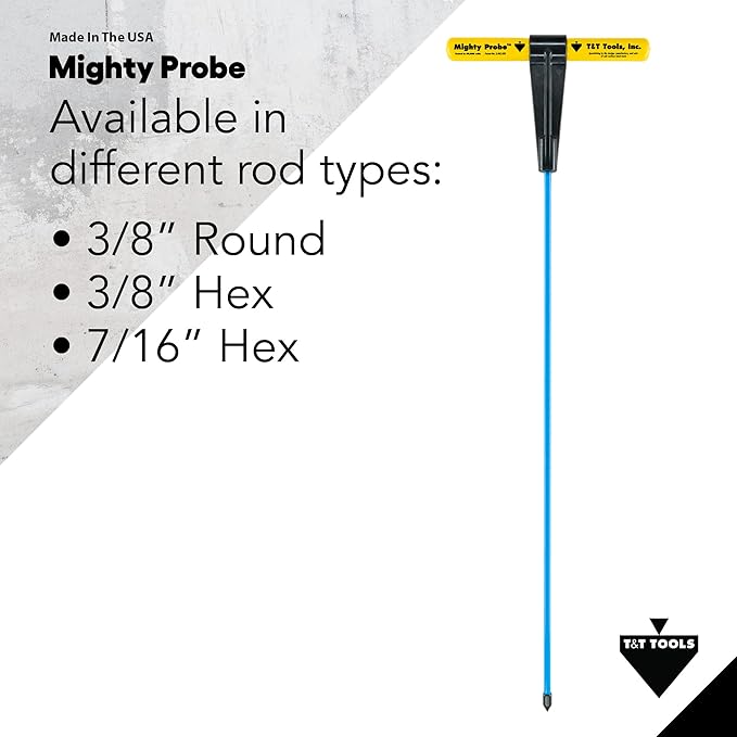 T&T Tools 36-Inch Mighty Probe Insulated Metal Soil Probe ??3/8" Metal Round Rod, Heavy Duty Design for Easy Penetration & Withdrawal, Soil Testing & Landscaping Tools, T-Handle, USA-Made-6 Pack