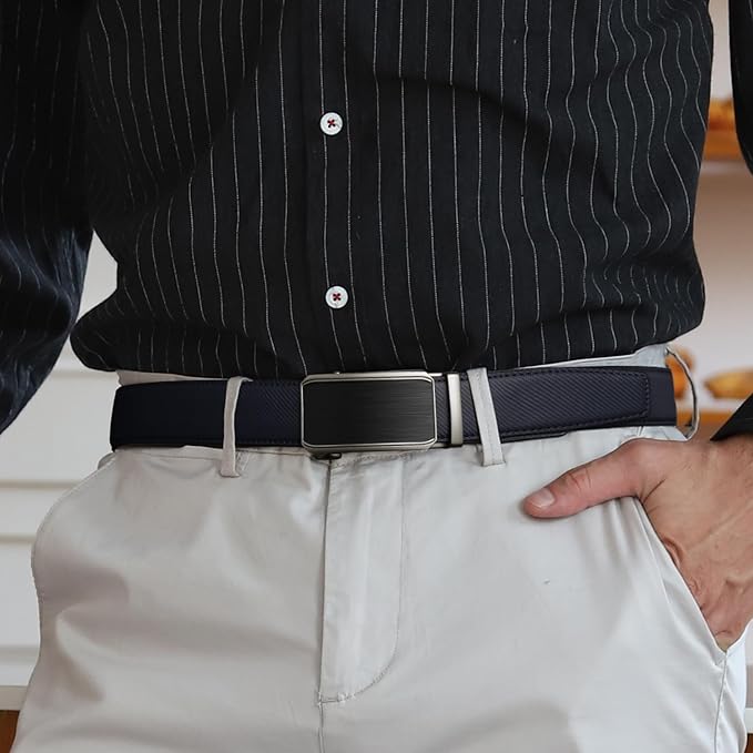 Zitahli Ratchet Belt for Men - 2 Packs Leather Mens belt For Gift Men Dress and Casual,Trim to Fit