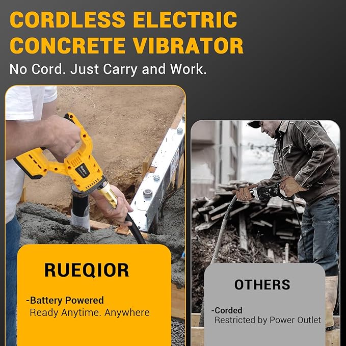 Handheld Concrete Vibrating Tool Compatible with Dewalt 20V Battery, 600W Cordless Concrete vibrator with 3.8FT Shaft Rod 5,500VPM Portable Pencil Cement Vibrarator Remove Air Bubble(No Battery)