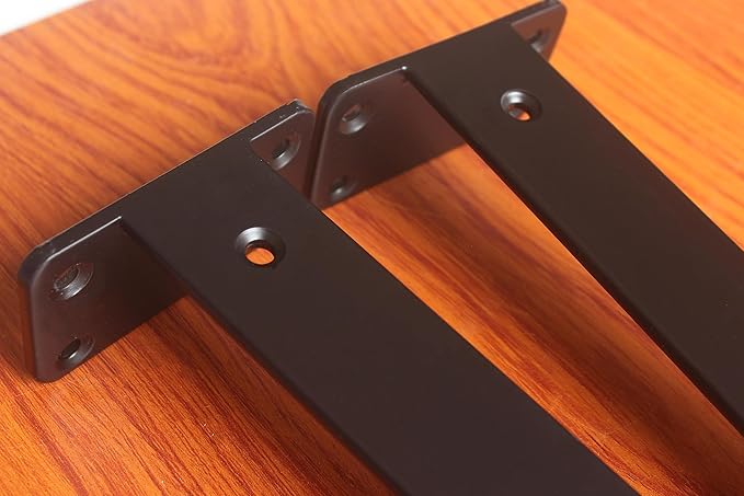 16 Pack - 12 inch Black Hidden L Shelf Bracket (1/5 Inch Thicked) Iron Floating Shelf Brackets Rustic Industrial Metal Brackets for Shelf Support