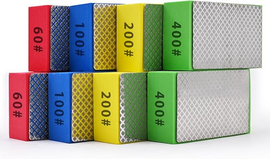 8pcs Diamond Hand Polishing Pads for Ceramic Tile Glass Grinding,Sanding Blocks Polishing 60#,100#,200#,400#
