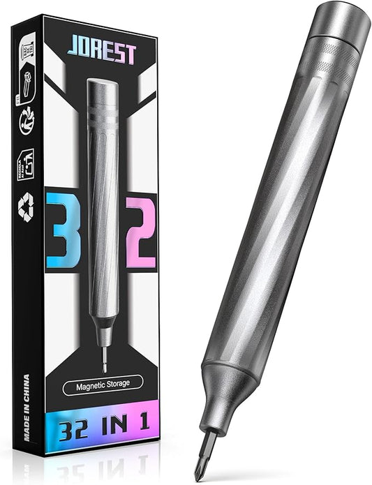 JOREST 32 in 1 Multi Bit Small Precision Screwdriver Set, Tool Gifts for Men Dad Him, Christmas Stocking Stuffer, EDC Pen Screwdriver for Glasses, Watches, MacBook, Laptop, PS5, Xbox, Electronics