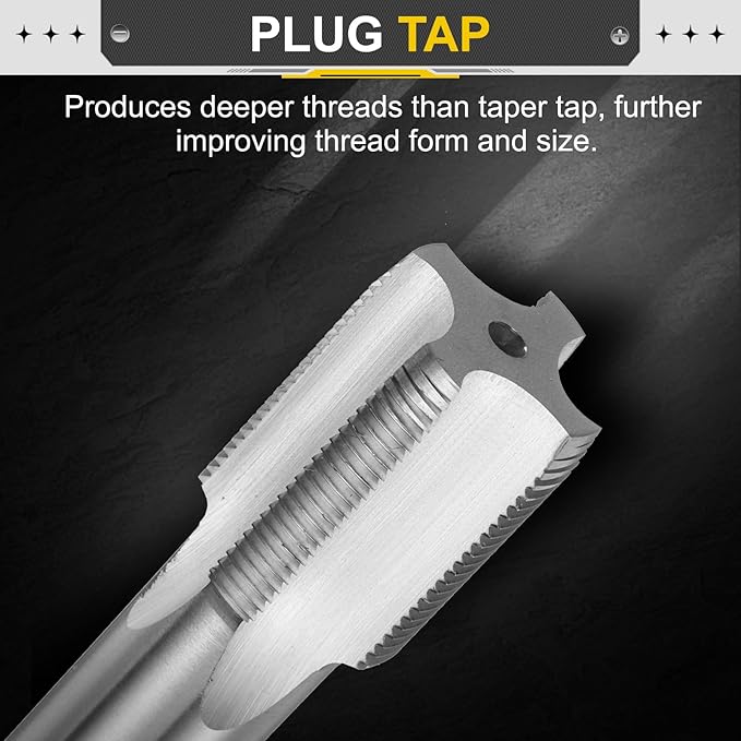 uxcell Hand Plug Tap M27 x 1.5 H2 Metric Thread Plug Style Taps Straight Flute Screw Tapping Threading Tool High Speed Steel HSS6542
