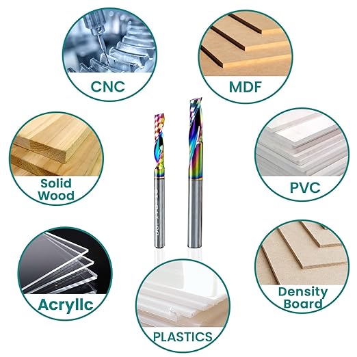 NZtools 1/8?쇺?Flat Nose End Mill, Single Flute DLC (Ta-C) Coated CNC Cutting Bit for Aluminum, Steel, Titanium, Wood, Precision Nano End Mill for CNC Milling Machines