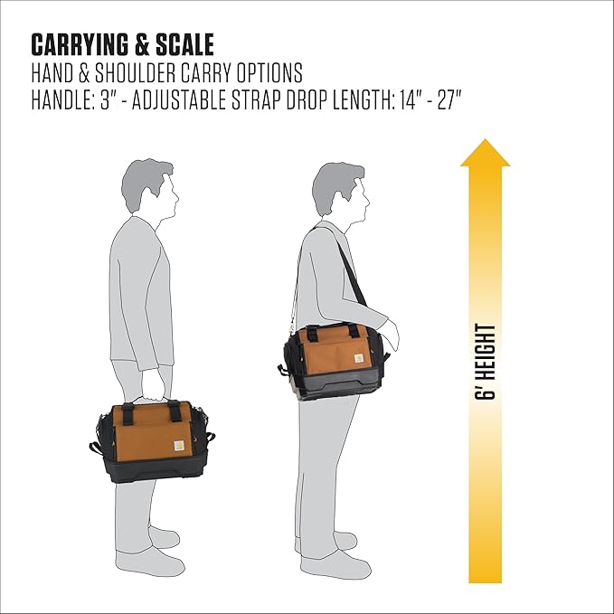 Carhartt Mens Station Tool Bag W/Adjustable Shoulder Straps, Durable, Water-Resistant Tool Organizer, Medium Tool Bag