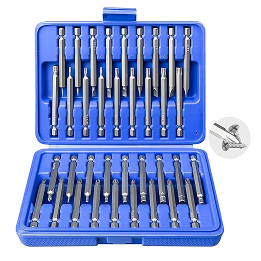 Impact Driver Bit Set 36-Piece, CRV Steel 3-Inch Long, 1/4'' Hex-Shank, Magnetic & Hight Torque for Automotive/Electronics/DIY