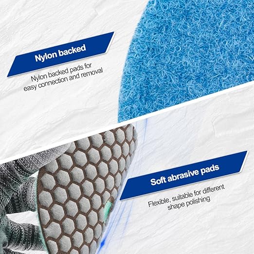 SHDIATOOL Dry Diamond Polishing Pads Grit 100 5-Inch Sanding Disc for Granite Marble Quartz (7-Pack)