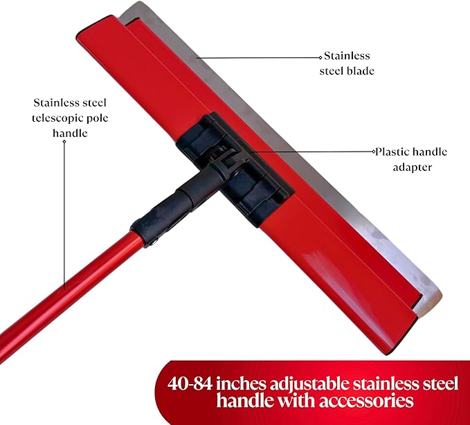Drywall Skimming Blade Set with Portable Case, Stainless Steel 10", 14", 24", 32" & 40" Skimming Blades with 40"-84" Extension Handle, Drywall Finishing Tools