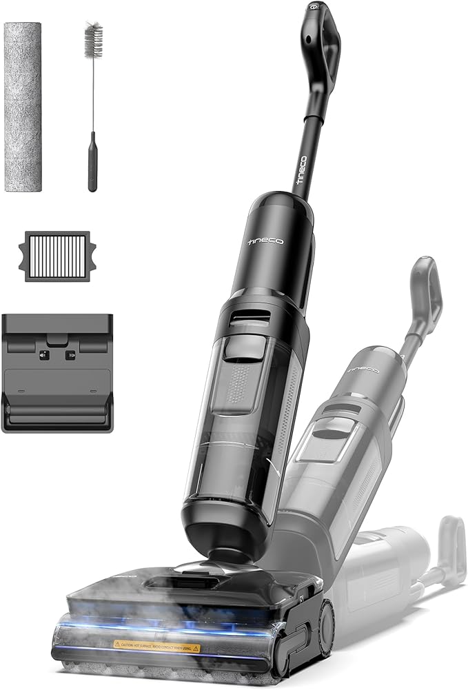 Tineco Floor One S7 Stretch Steam Cordless Wet Dry Vacuum Steam Mop All-in-One, 320??HyperSteam, 180째 Lay-Flat, Anti-Tangle Design, FlashDry Self-Cleaning, Up to 75 Min Runtime