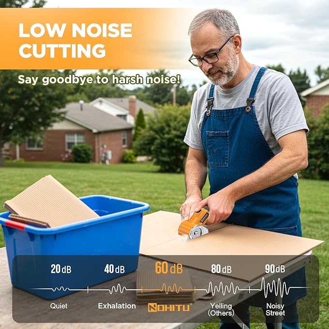 Cordless Electric Scissors: 4V Rechargeable Rotary Cardboard Cutter, 3000mAh Battery, with LED Light & Safety Lock, 2 Blades, Electric Box Cutter for Fabric Carpet Carton Plastic Leather Cloth(Yellow)