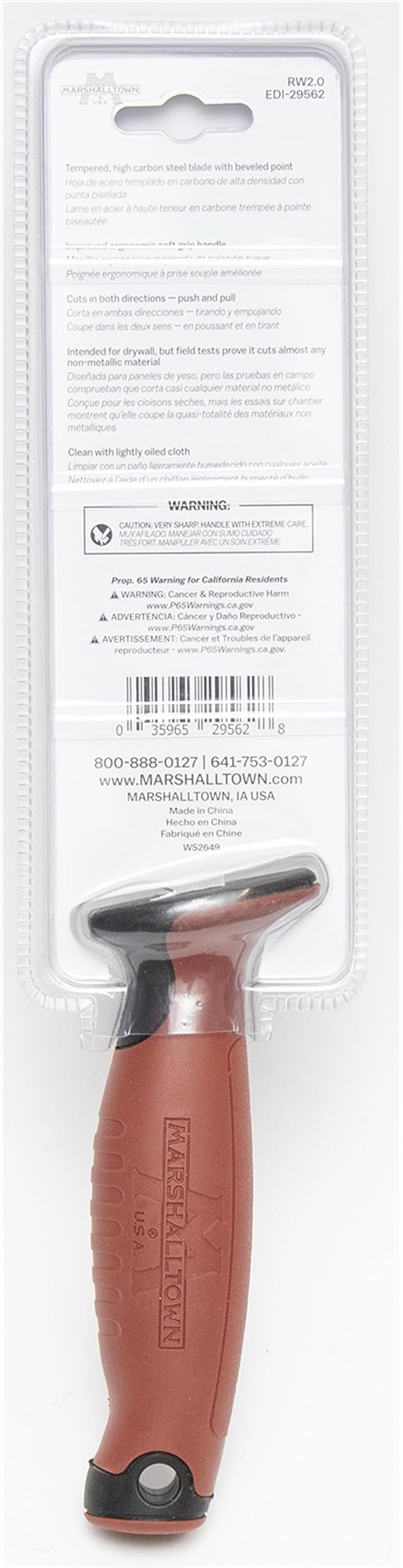 MARSHALLTOWN RockWarrior 2.0 Utility Saw, High Carbon Steel Jab Saw Blade, Soft Grip Handle, Cuts Almost any Non-Metallic Material, RW2.0