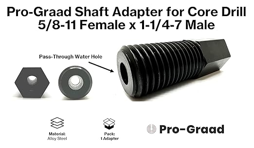 Shaft Adapter for Core Drill Hole Saw, 5/8"-11 Female Thread to 1-1/4"-7 Male Thread, for Use with Diamond Hole Saw & Diamond Core Drill Bits