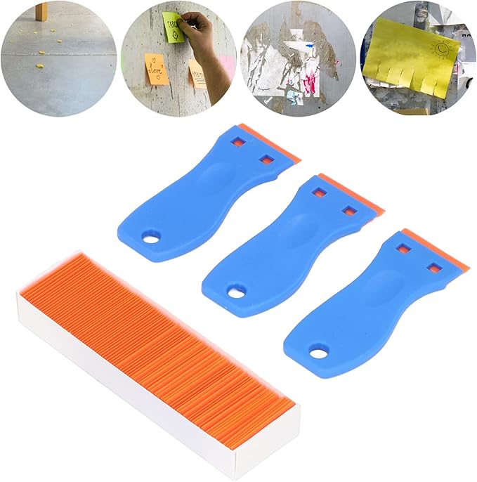 Razors Blade Scraper Tool, Plastic Razors Blade Scraper, Plastic Razors Blade Scrapers Knife with Handle for Window Glass (103Pcs)